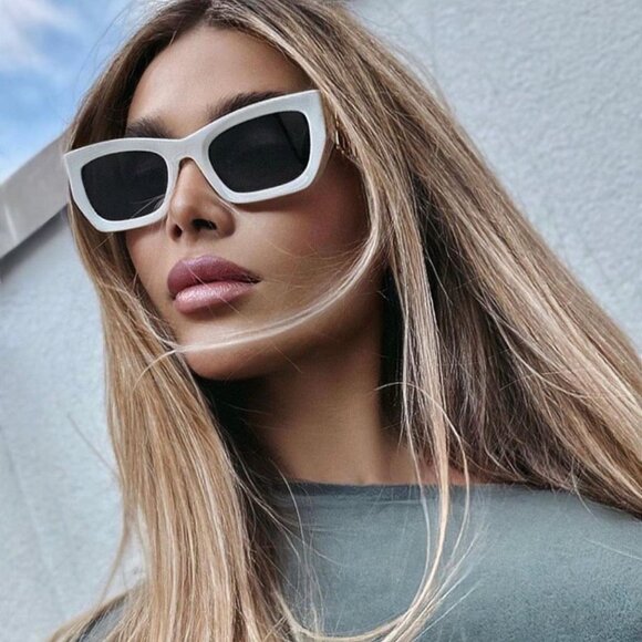 Miu Miu MU09WS 1425S0 Sunglasses White Cat Eye Frame, Dark Grey Lenses main image 9
